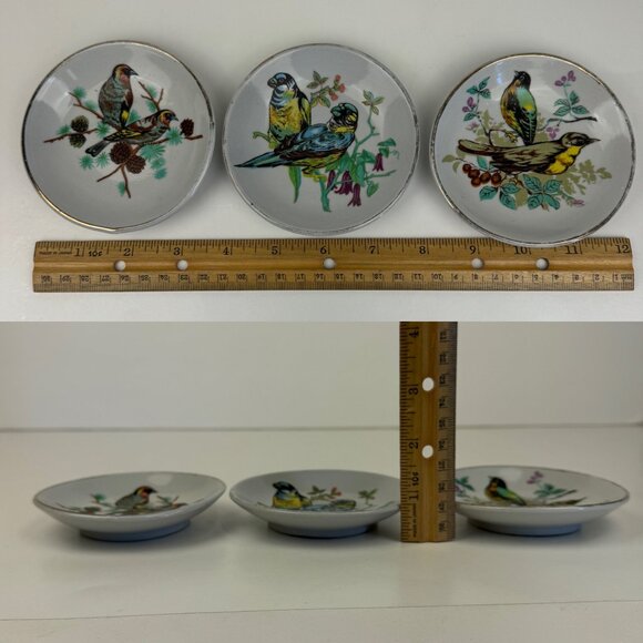 Vtg 3 Wall Hanging Decorative Mini Plates Birds Gallery Wall 4in Diameter READ - Picture 3 of 11